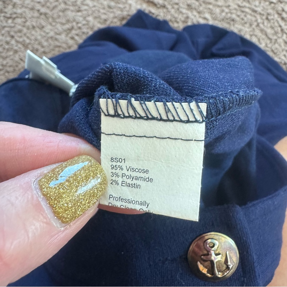 YOANA BARASCHI Navy Blue Knit Midi Skirt Sailor Anchor Gold Buttons Size M - Picture 9 of 14